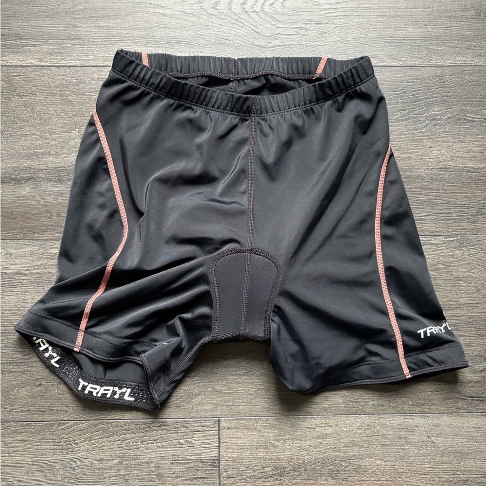 Trayl Adult Cycling Shorts Black Padded Nylon Spandex Blend Size Small